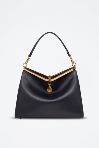 Sac porté épaule en cuir de veau - Bleu marine