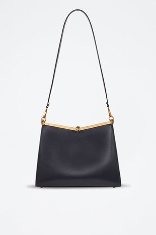 Sac porté épaule en cuir de veau - Bleu marine