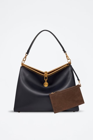 Sac porté épaule en cuir de veau - Bleu marine