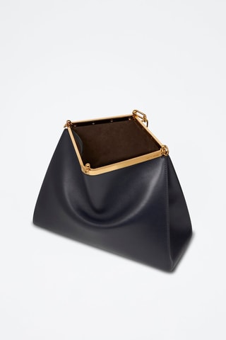 Sac porté épaule en cuir de veau - Bleu marine