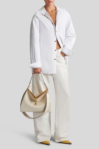 Sac porté épaule en cuir de veau - Blanc