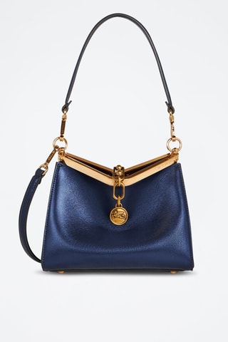 Sac porté épaule en cuir de veau - Bleu marine