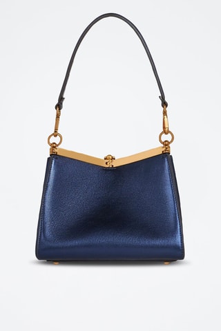 Sac porté épaule en cuir de veau - Bleu marine