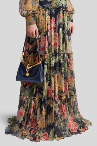 Sac porté épaule en cuir de veau - Bleu marine