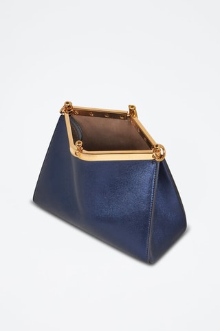 Sac porté épaule en cuir de veau - Bleu marine
