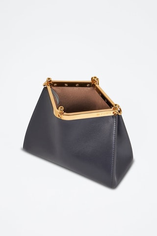 Sac porté épaule en cuir de veau - Bleu marine