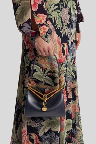 Sac porté épaule en cuir de veau - Bleu marine