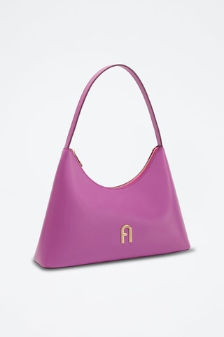 Sac porté épaule en cuir de veau Diamante - Violet