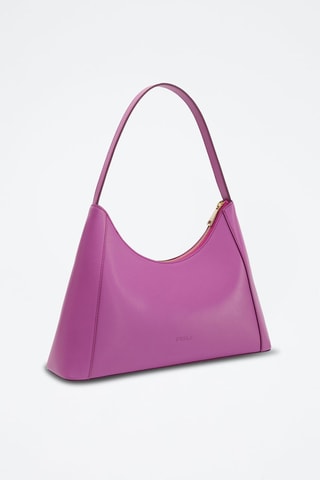 Sac porté épaule en cuir de veau Diamante - Violet