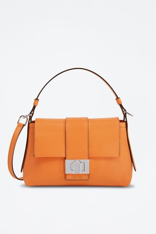 Sac porté épaule en cuir de veau Charlotte S - Orange