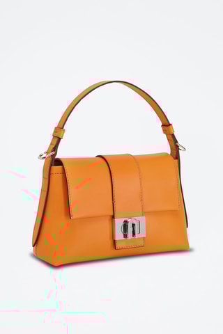 Sac porté épaule en cuir de veau Charlotte S - Orange