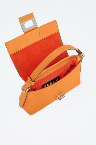 Sac porté épaule en cuir de veau Charlotte S - Orange
