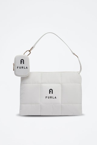 Sac porté épaule en cuir de mouton Piuma - Blanc