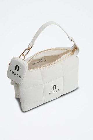 Sac porté épaule en cuir de mouton Piuma - Blanc