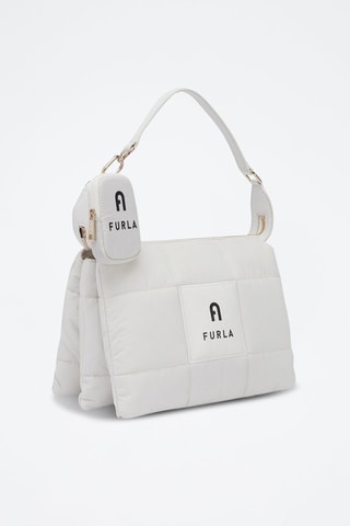 Sac porté épaule en cuir de mouton Piuma - Blanc