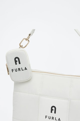 Sac porté épaule en cuir de mouton Piuma - Blanc