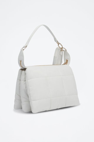 Sac porté épaule en cuir de mouton Piuma - Blanc