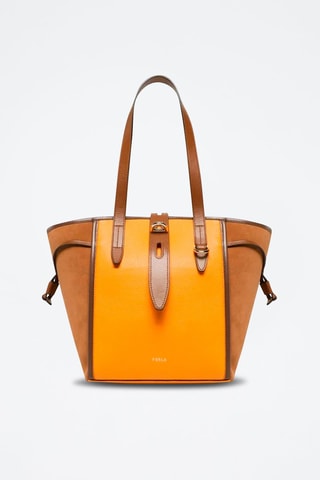 Sac porté épaule en cuir - Jaune et camel
