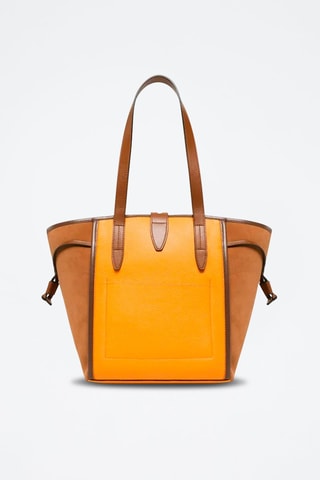 Sac porté épaule en cuir - Jaune et camel
