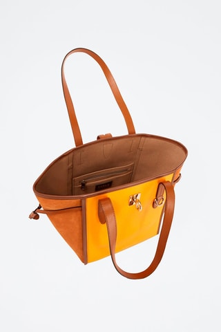 Sac porté épaule en cuir - Jaune et camel