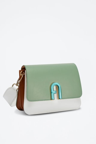 Sac bandoulière en cuir de veau Gemma Mini - Vert et blanc
