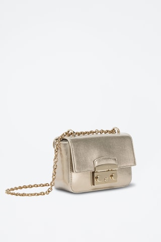 Sac bandoulière en cuir de veau Metropolis - Doré