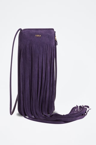 Sac bandoulière en cuir de veau nubuck Babylon Vertical - Violet