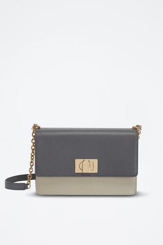 Sac bandoulière en cuir 1927 S - Gris foncé et beige