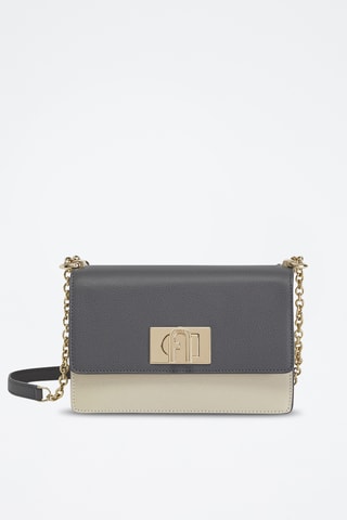 Sac bandoulière en cuir 1927 Mini - Gris foncé et beige