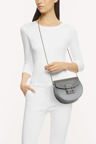Sac bandoulière en cuir Metropolis Mini - Argenté