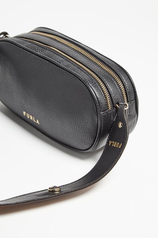 Sac bandoulière en croûte de cuir Real - Noir