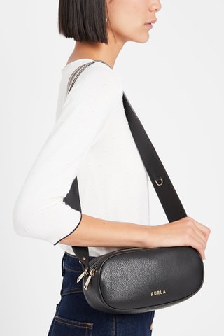 Sac bandoulière en croûte de cuir Real - Noir