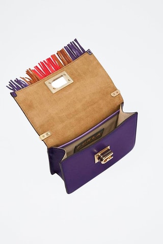 Sac bandoulière en cuir - Violet et camel