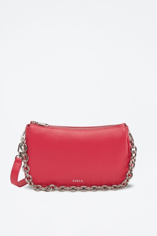 Sac bandoulière en cuir de veau Moon S - Fuchsia