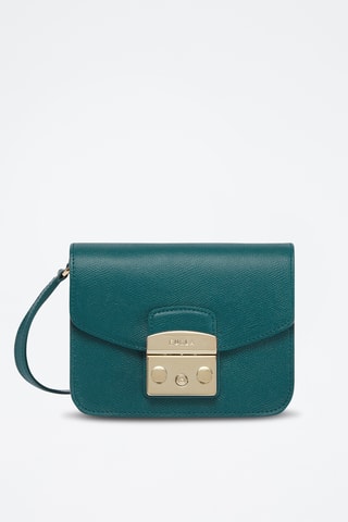 Sac bandoulière en cuir Mini Metropolis - Bleu canard