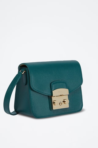 Sac bandoulière en cuir Mini Metropolis - Bleu canard