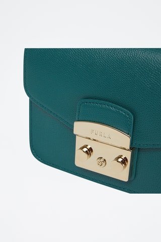 Sac bandoulière en cuir Mini Metropolis - Bleu canard