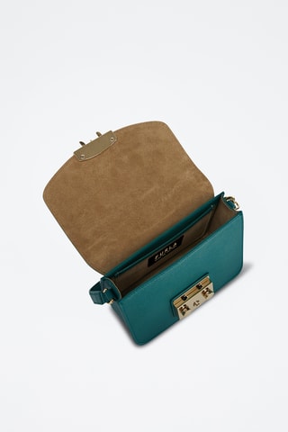 Sac bandoulière en cuir Mini Metropolis - Bleu canard