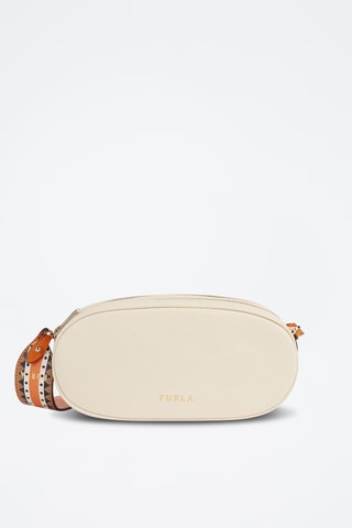 Sac bandoulière en cuir de veau S Real - Ecru