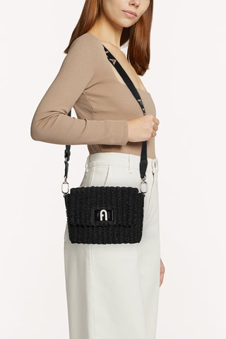 Sac bandoulière en paille 1927 Soft Mini - Noir