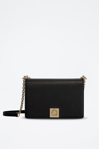 Sac bandoulière en cuir de veau Mini Paloma - Noir