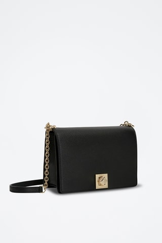 Sac bandoulière en cuir de veau Mini Paloma - Noir