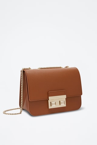 Sac bandoulière en cuir de veau Mini Bella - Marron