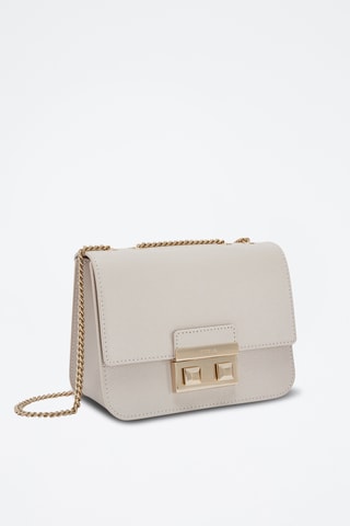 Sac bandoulière en cuir de veau Mini Bella - Gris clair