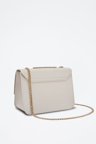 Sac bandoulière en cuir de veau Mini Bella - Gris clair