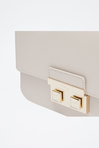 Sac bandoulière en cuir de veau Mini Bella - Gris clair