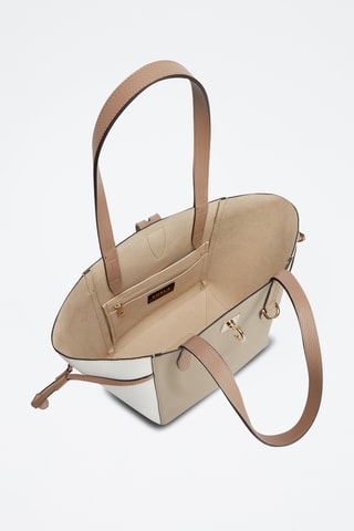 Cabas en cuir de veau Net M - Marron et gris