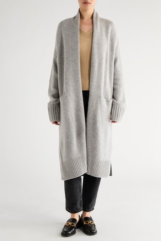 Gilet long en laine et cachemire - Gris chiné