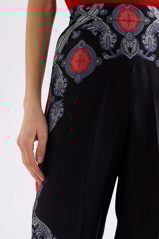 Pantalon regular en soie taille haute - Noir