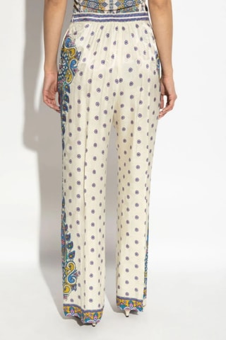 Pantalon regular en soie taille haute - Blanc
